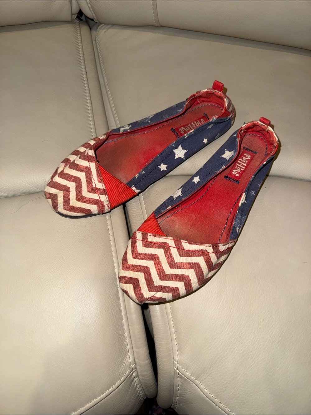 Mad Love Red, White & Blue Star Chevron Slip-On Flats